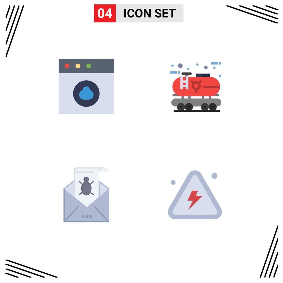 Group of 4 Flat Icons Signs and Symbols for app e eco oil email Editable Vector Design Elements