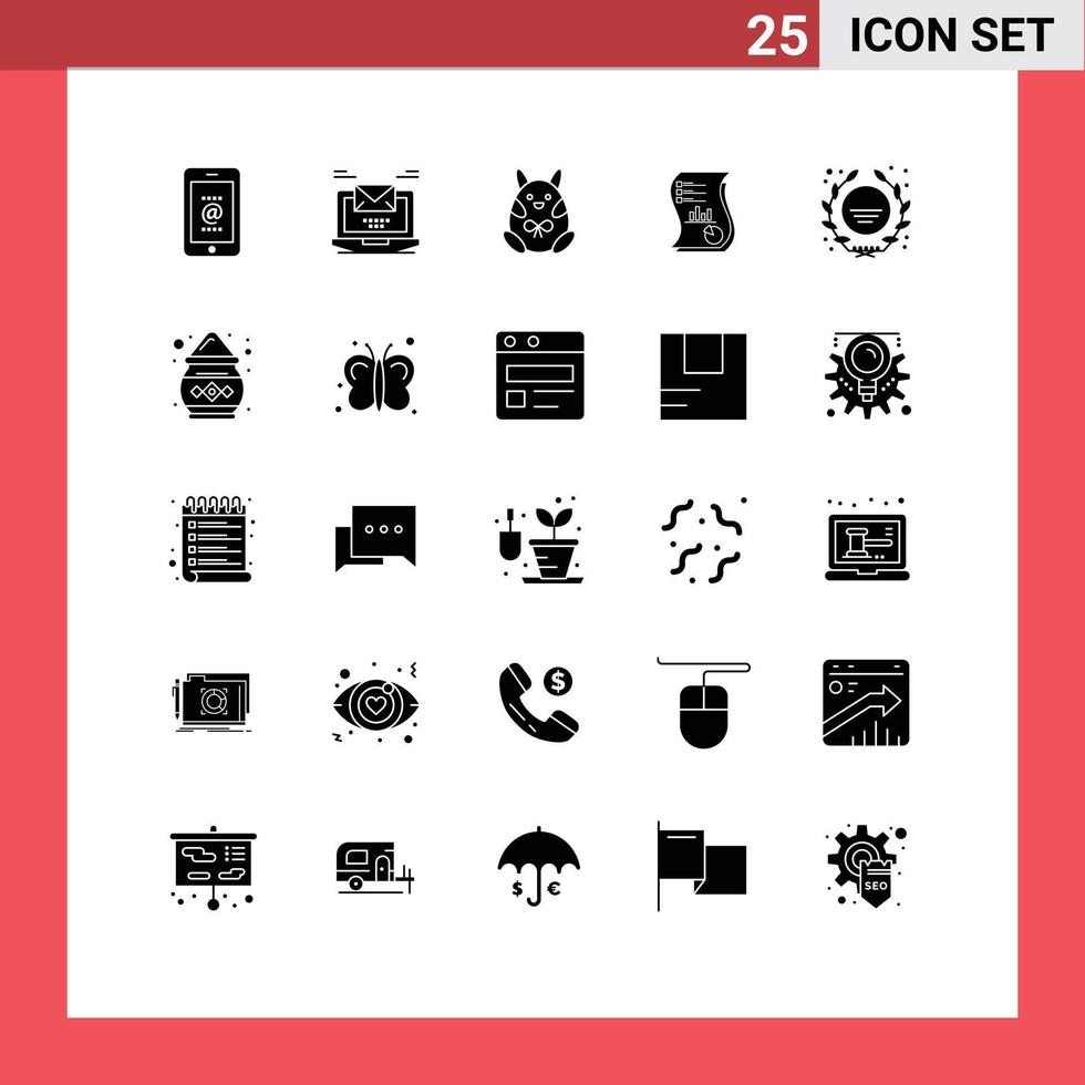 25 Thematic Vector Solid Glyphs and Editable Symbols of marketing business laptop analytics happy Editable Vector Design Elements