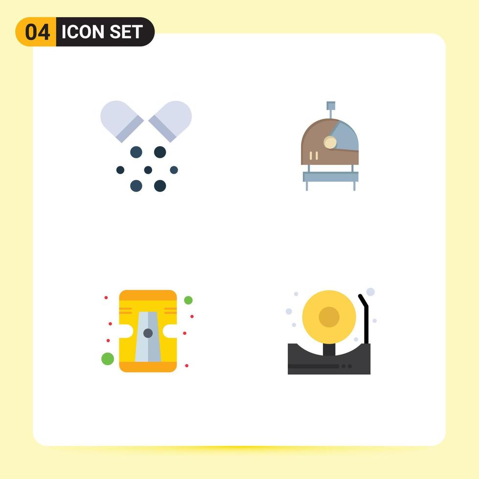 4 Flat Icon concept for Websites Mobile and Apps health tool pills space alert Editable Vector Design Elements