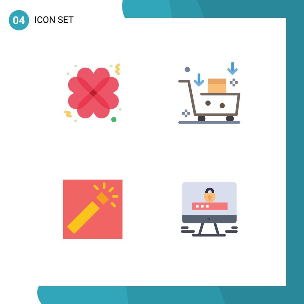 Set of 4 Vector Flat Icons on Grid for hearts photo date email marketing photography Editable Vector Design Elements