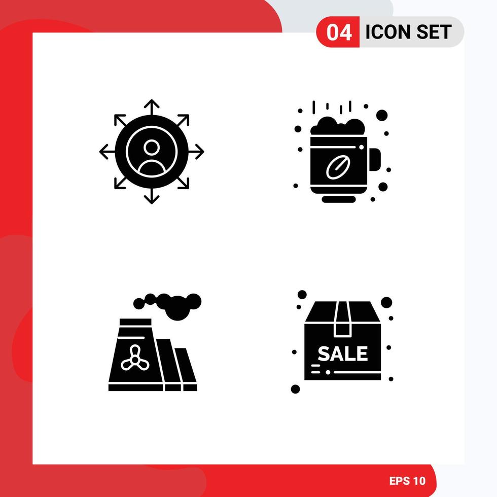 4 Creative Icons Modern Signs and Symbols of career production hot cup package Editable Vector Design Elements