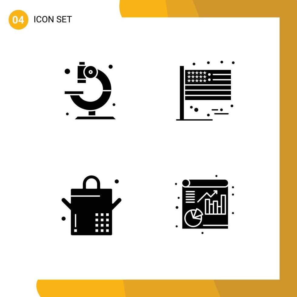 Pack of 4 Modern Solid Glyphs Signs and Symbols for Web Print Media such as lab saucepan science thanksgiving file Editable Vector Design Elements