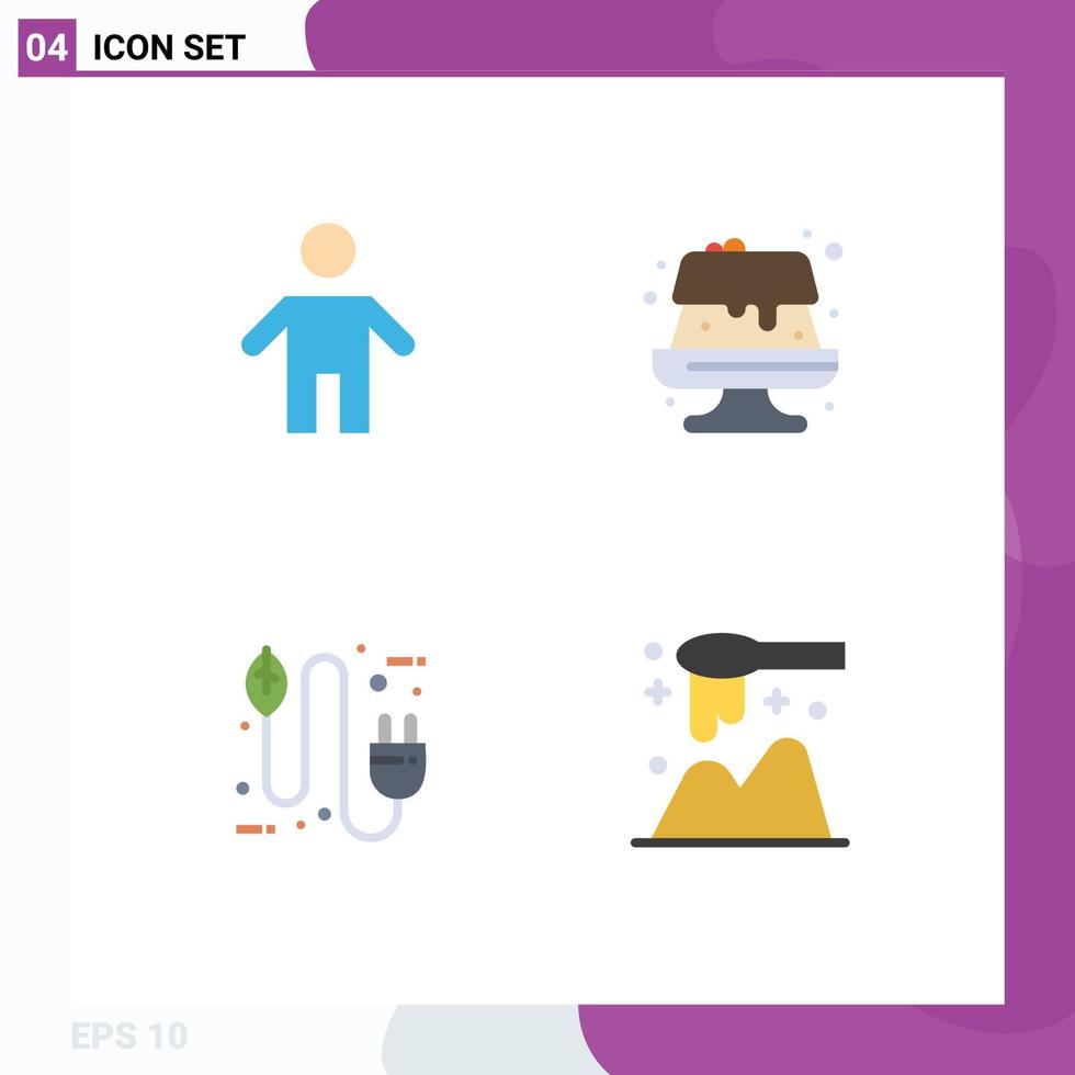Modern Set of 4 Flat Icons and symbols such as dad eco people cake plug Editable Vector Design Elements