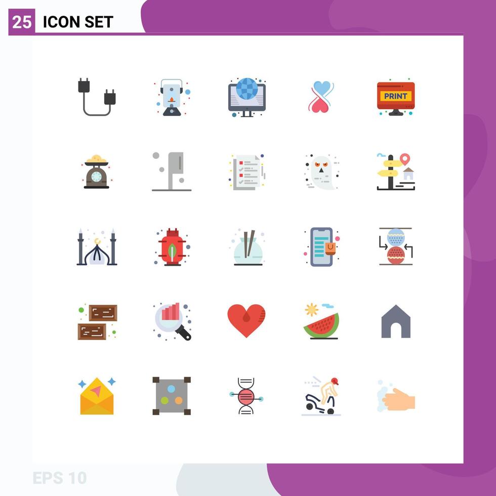 25 Creative Icons Modern Signs and Symbols of computer sheet eight oil lamp heart web Editable Vector Design Elements