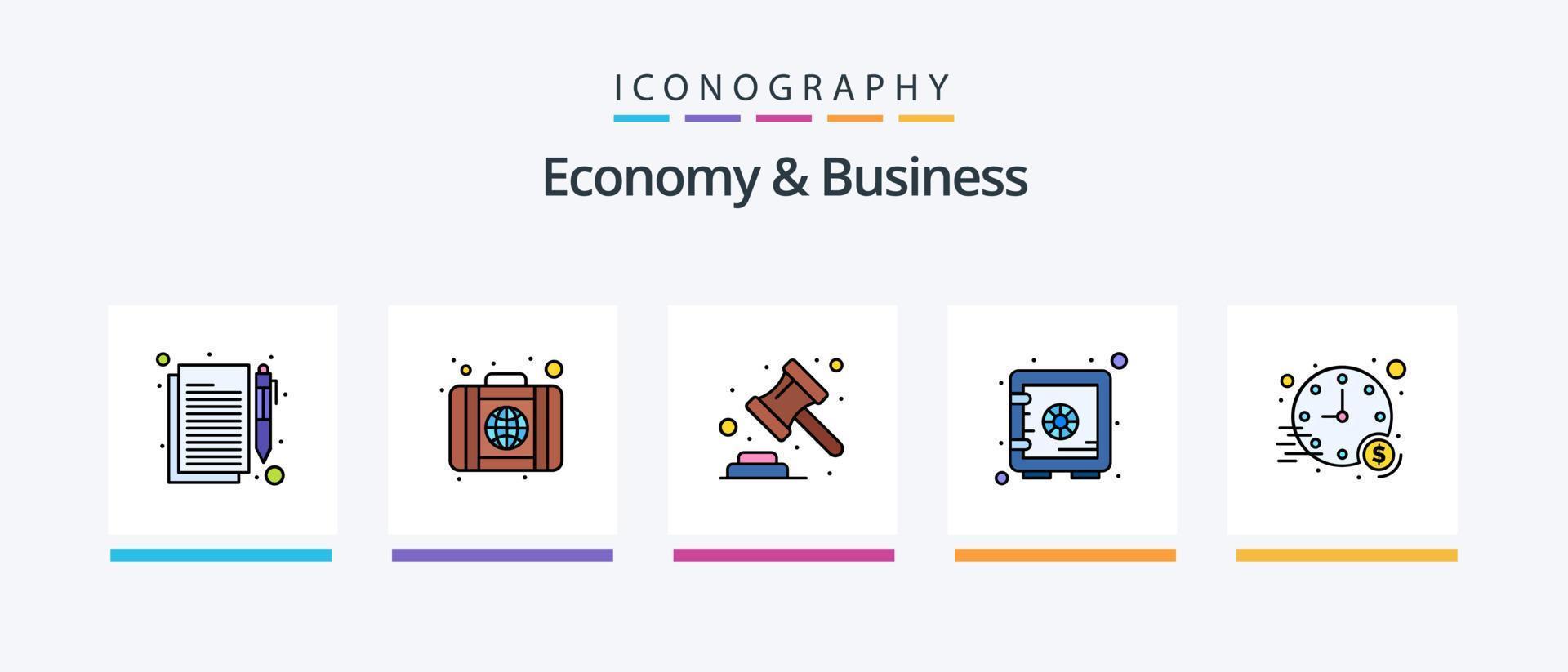 economía y negocio línea lleno 5 5 icono paquete incluso plan. inversión. estampilla. aceptar. creativo íconos diseño vector