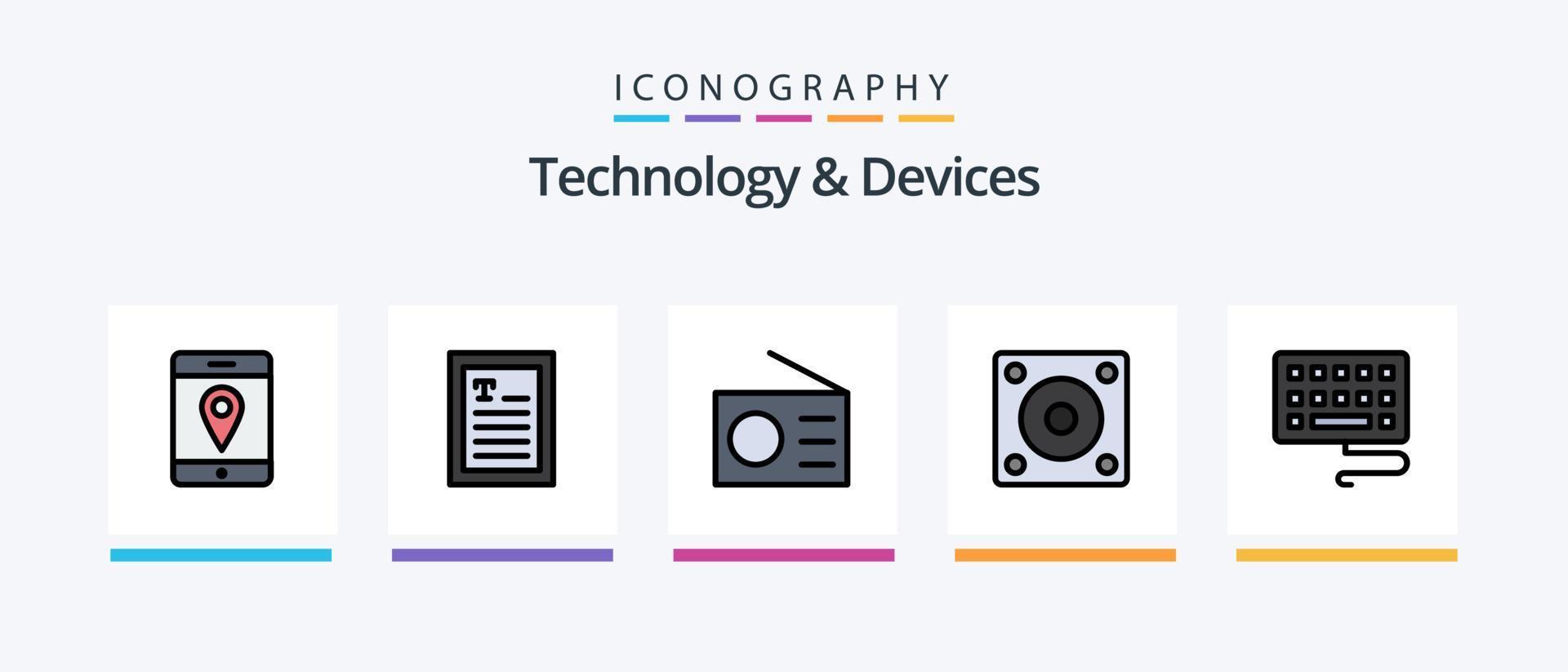 Devices Line Filled 5 Icon Pack Including . motherboard. memory. hardware. website. Creative Icons Design vector