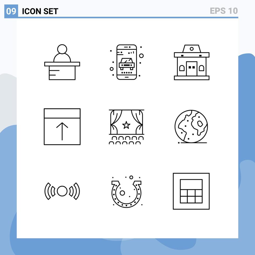 Universal Icon Symbols Group of 9 Modern Outlines of debut page office layout grid Editable Vector Design Elements