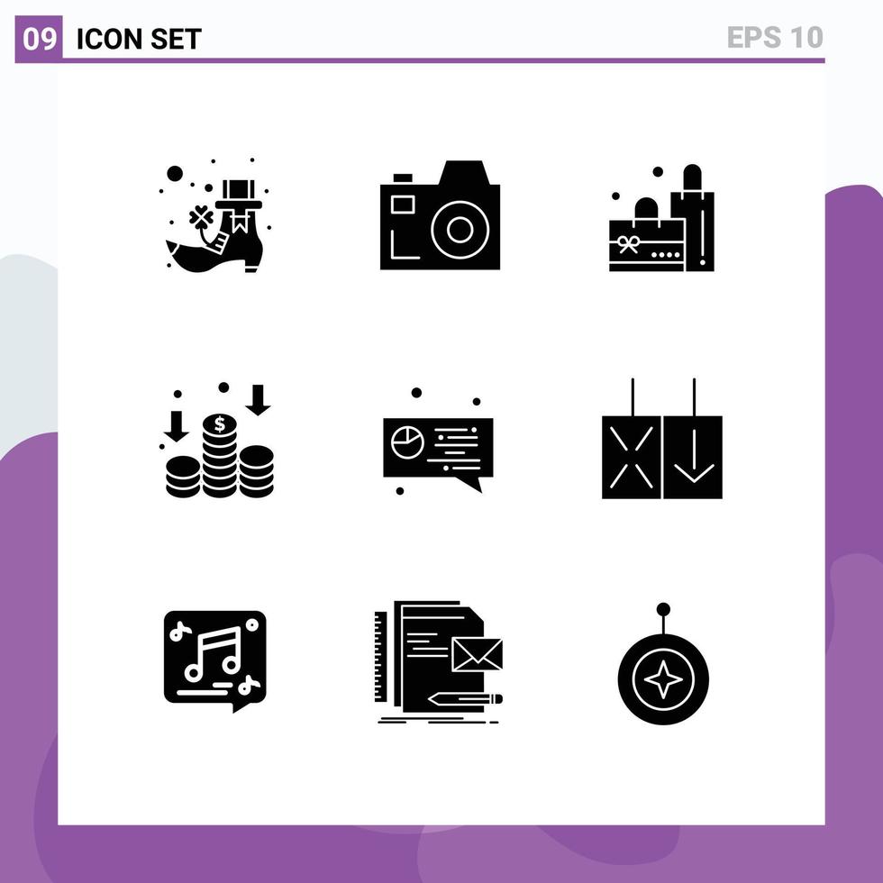 Pictogram Set of 9 Simple Solid Glyphs of traffic light shopping pie chat Editable Vector Design Elements