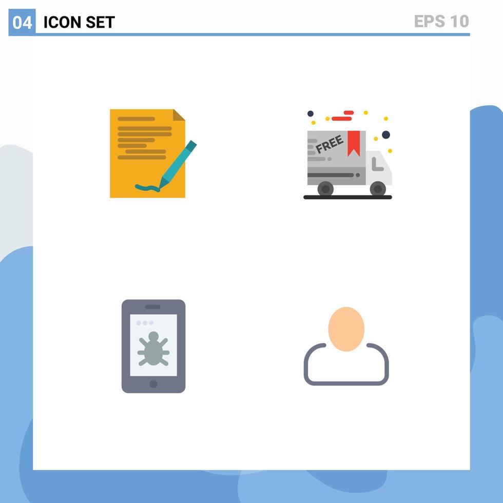 User Interface Pack of 4 Basic Flat Icons of agreement security note cyber monday administrator Editable Vector Design Elements