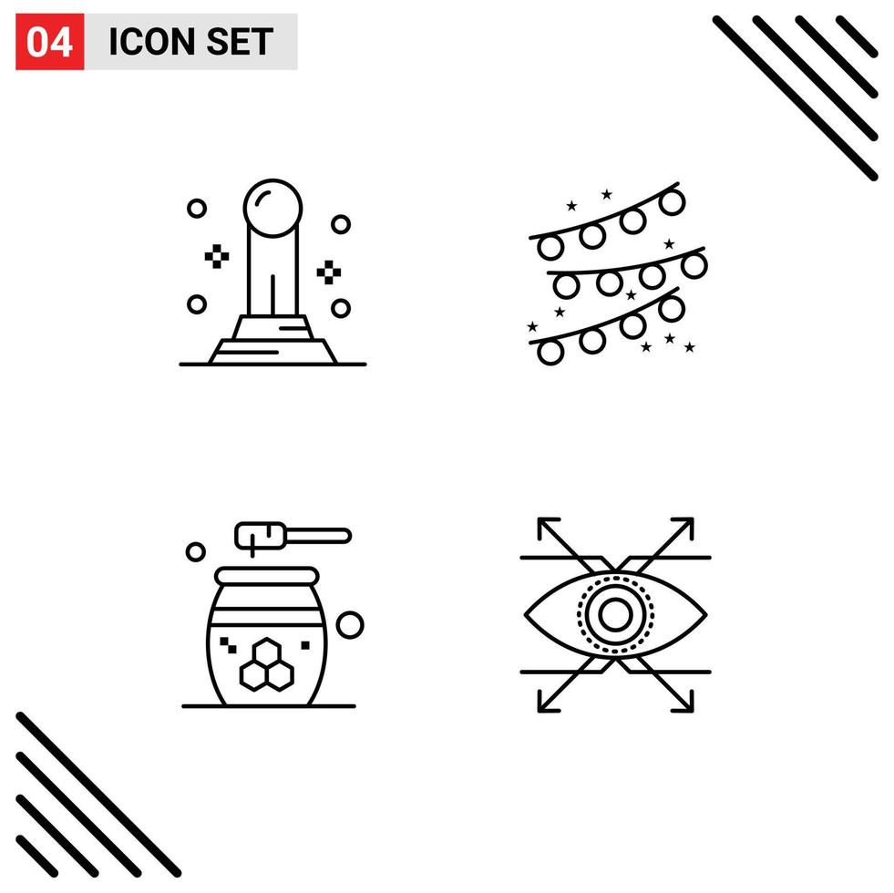 Set of 4 Modern UI Icons Symbols Signs for business honey buntings beauty business Editable Vector Design Elements