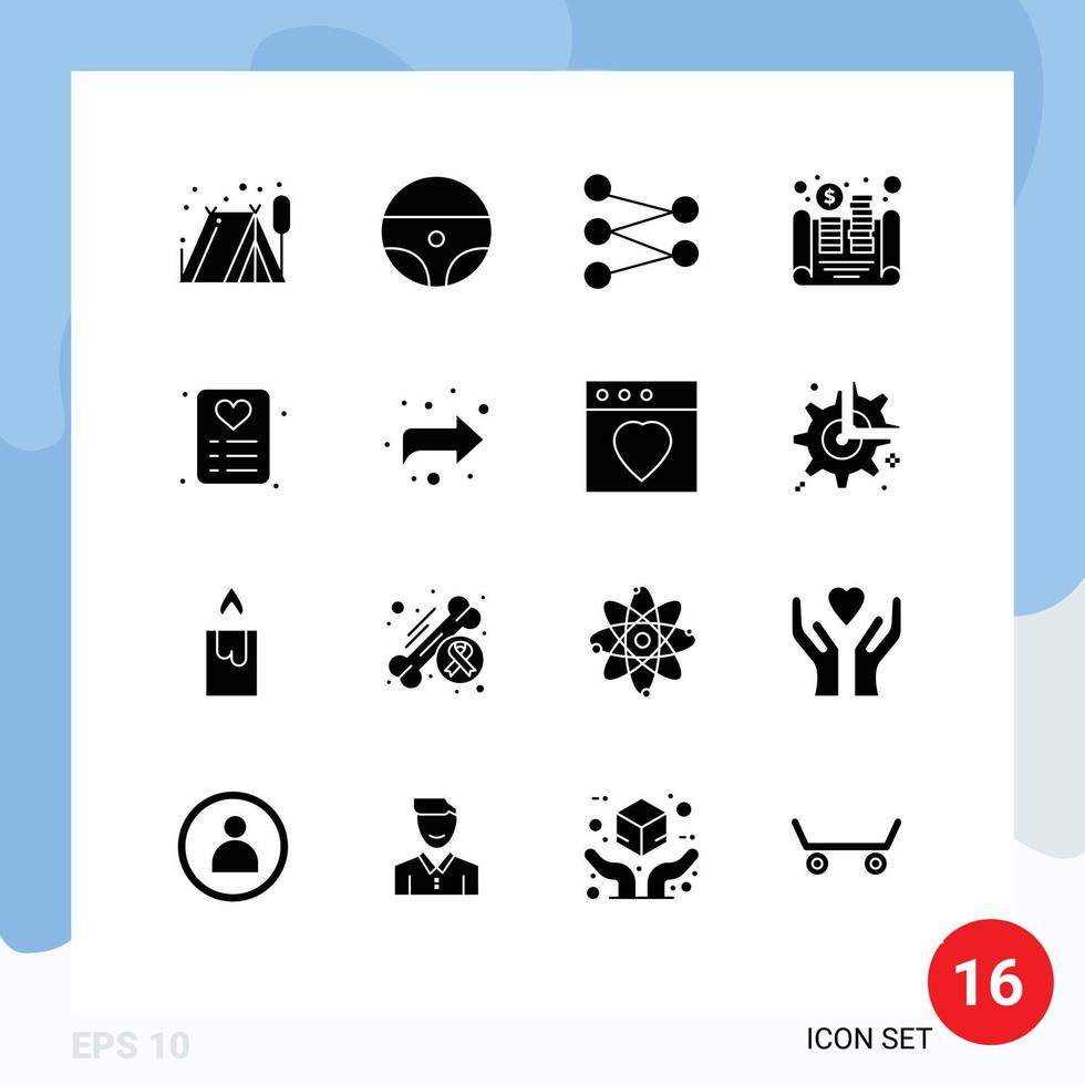 Stock Vector Icon Pack of 16 Line Signs and Symbols for forward card space love asset Editable Vector Design Elements