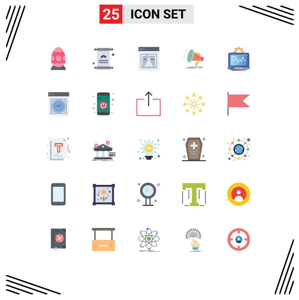 Stock Vector Icon Pack of 25 Line Signs and Symbols for laptop audio mubarak loud web Editable Vector Design Elements