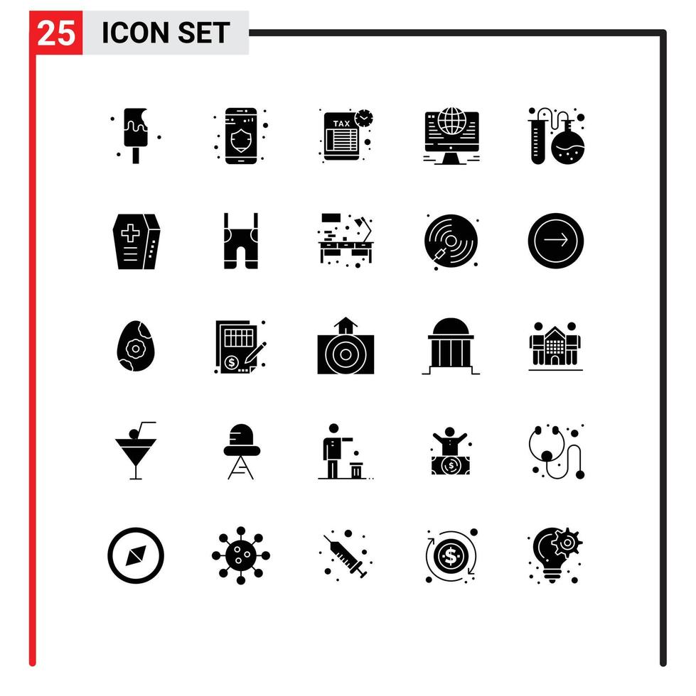 Set of 25 Modern UI Icons Symbols Signs for back to school lab schedule network connection Editable Vector Design Elements