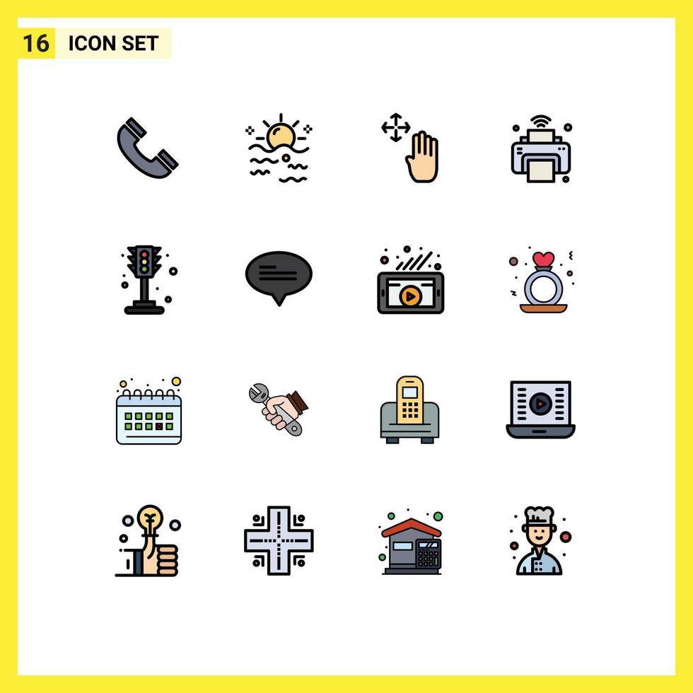 Flat Color Filled Line Pack of 16 Universal Symbols of wifi internet of things sunrise internet hold Editable Creative Vector Design Elements
