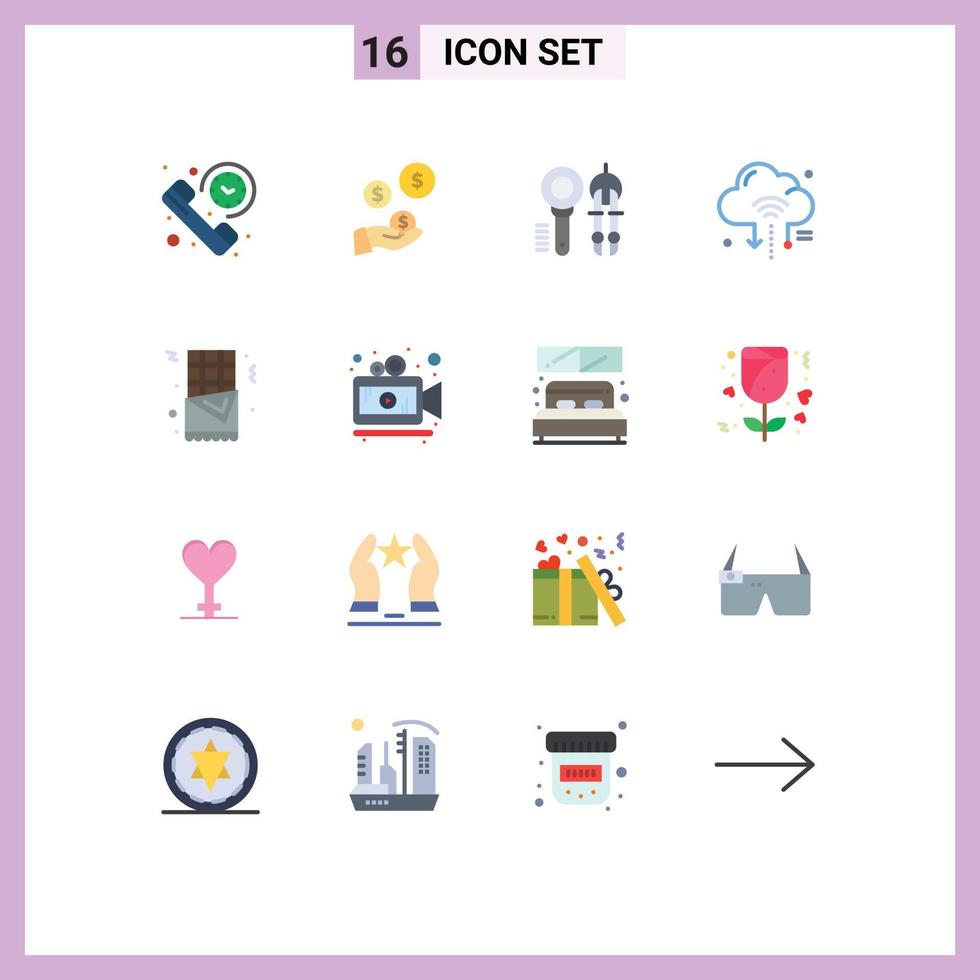 16 User Interface Flat Color Pack of modern Signs and Symbols of cloud iot industry internet tool Editable Pack of Creative Vector Design Elements