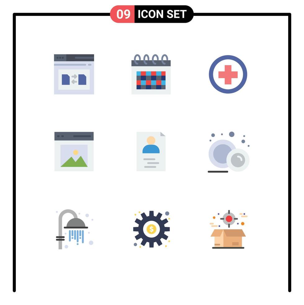 Modern Set of 9 Flat Colors and symbols such as user interface time content sign Editable Vector Design Elements