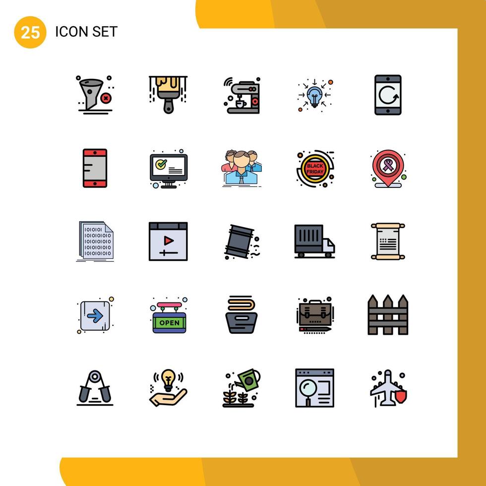 Universal Icon Symbols Group of 25 Modern Filled line Flat Colors of arrow intelligence coffee ideas wifi Editable Vector Design Elements