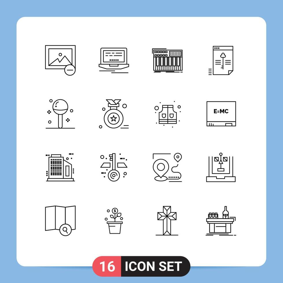 Editable Vector Line Pack of 16 Simple Outlines of drinks data midi key secure Editable Vector Design Elements