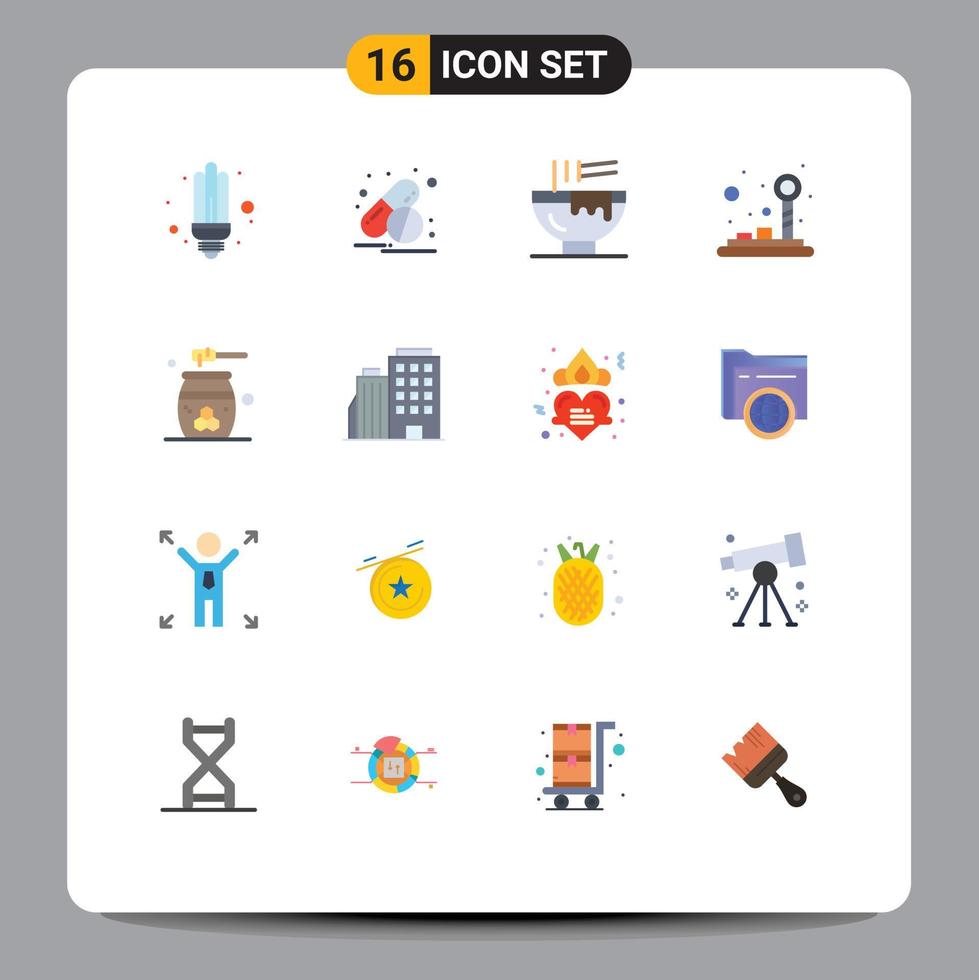 Universal Icon Symbols Group of 16 Modern Flat Colors of cosmetics joystick drink game control Editable Pack of Creative Vector Design Elements
