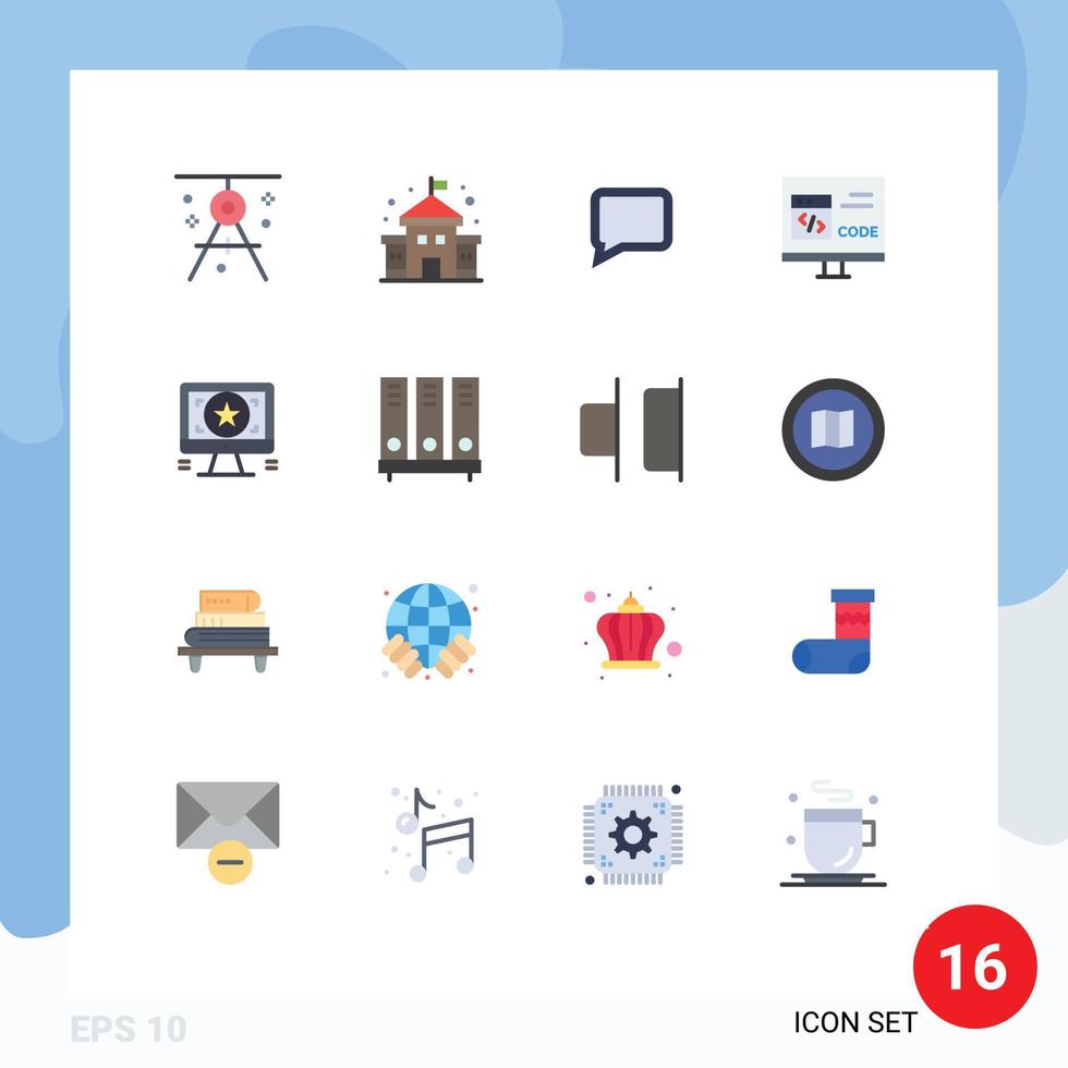 Pictogram Set of 16 Simple Flat Colors of design development chat develop code Editable Pack of Creative Vector Design Elements