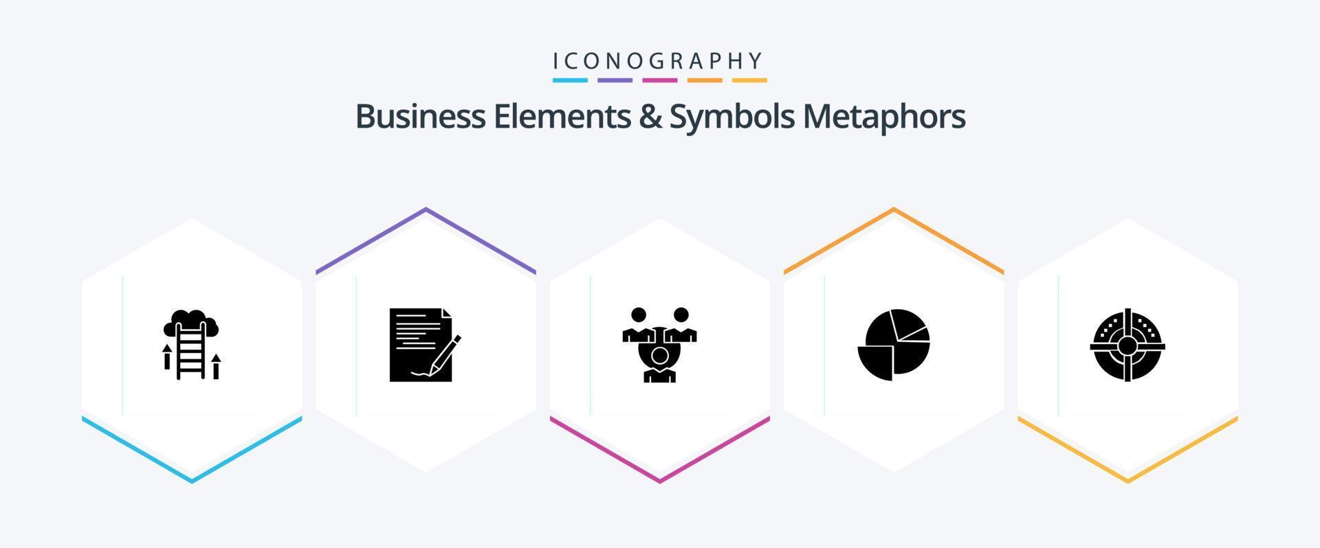 Business Elements And Symbols Metaphors 25 Glyph icon pack including graph. chart. note. analytics. office vector