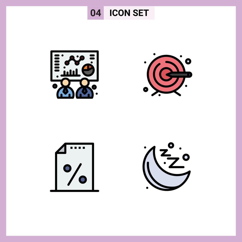 Set of 4 Modern UI Icons Symbols Signs for business tax creative document health Editable Vector Design Elements