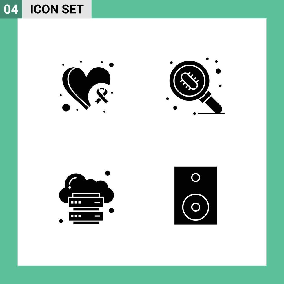 4 Creative Icons Modern Signs and Symbols of breast hosting heart awareness microorganism internet Editable Vector Design Elements