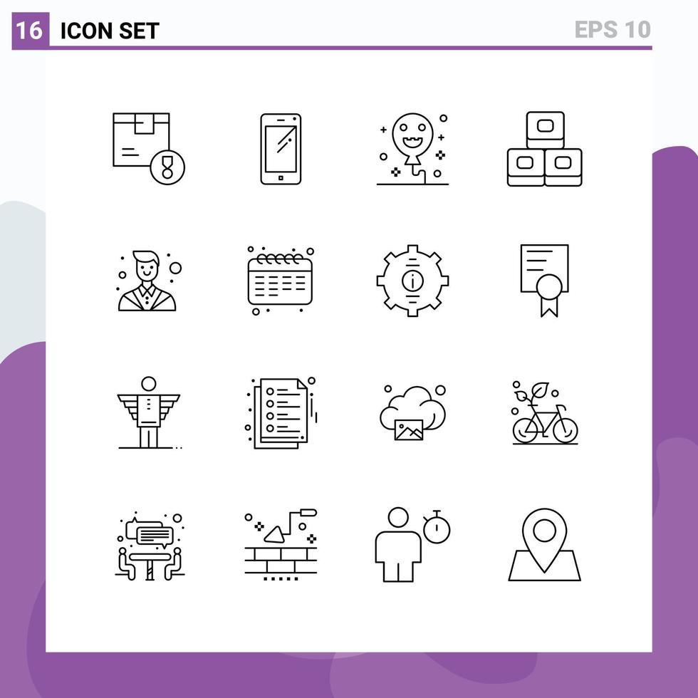 Set of 16 Modern UI Icons Symbols Signs for counselor tamaki huawei sushi holiday Editable Vector Design Elements