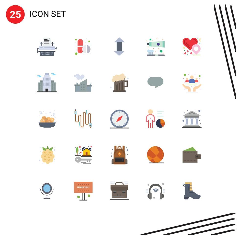 25 Creative Icons Modern Signs and Symbols of heart location toothbrush capsule tooth down Editable Vector Design Elements