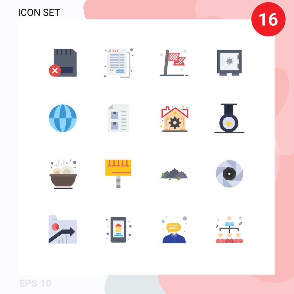 16 Creative Icons Modern Signs and Symbols of security lock banking flag destination Editable Pack of Creative Vector Design Elements