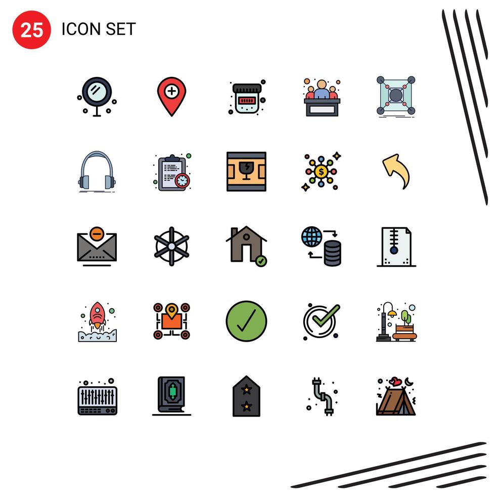 Universal Icon Symbols Group of 25 Modern Filled line Flat Colors of connection base pin justice auction Editable Vector Design Elements