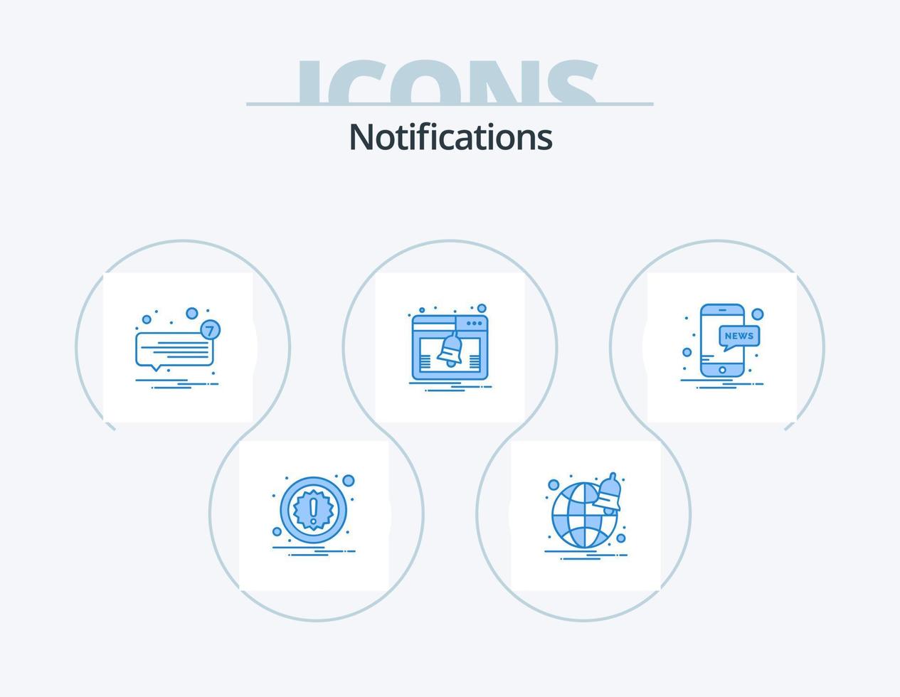Notifications Blue Icon Pack 5 Icon Design. notification. mobile. sms