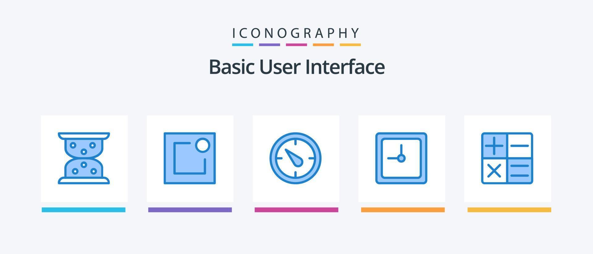 Basic Blue 5 Icon Pack Including . timer. calculator. Creative Icons Design vector
