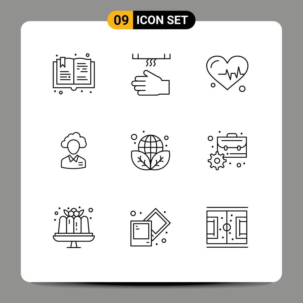 Universal Icon Symbols Group of 9 Modern Outlines of people management hand human outsource Editable Vector Design Elements