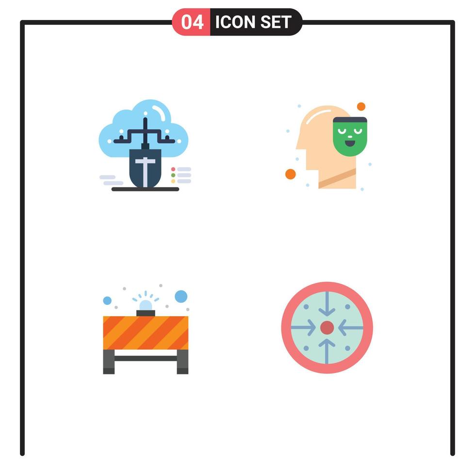Modern Set of 4 Flat Icons Pictograph of mouse board online mind stop Editable Vector Design Elements