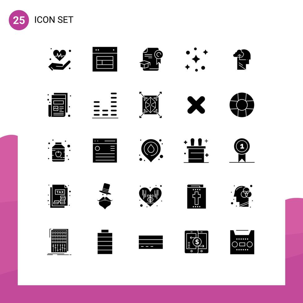 Universal Icon Symbols Group of 25 Modern Solid Glyphs of gain stars website space award Editable Vector Design Elements