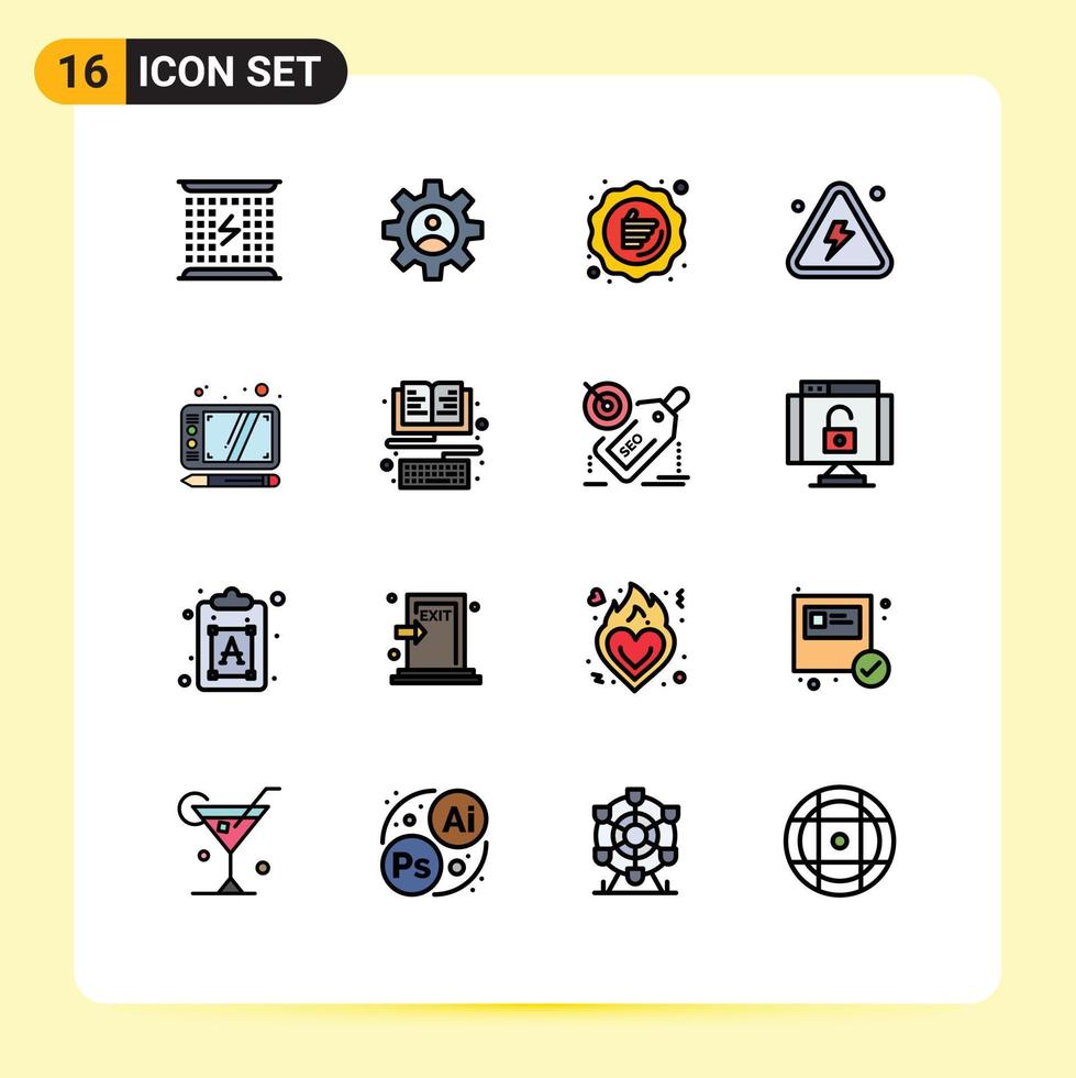 Stock Vector Icon Pack of 16 Line Signs and Symbols for highly danger use combustible promotion Editable Creative Vector Design Elements