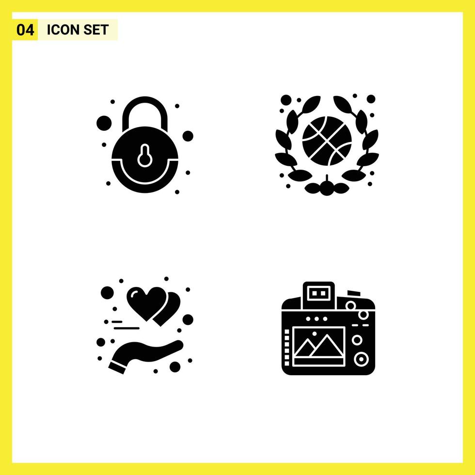 Group of Solid Glyphs Signs and Symbols for interface heart team protect image Editable Vector Design Elements