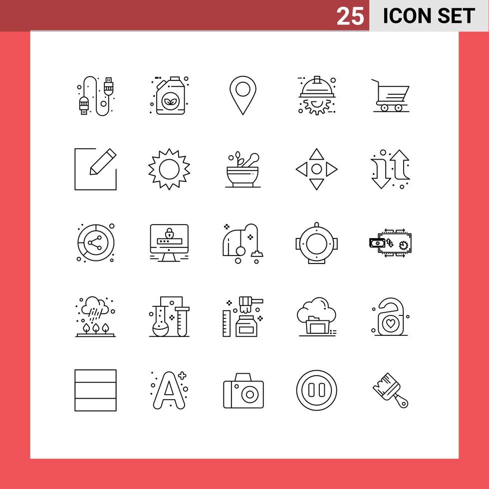 Line Pack of 25 Universal Symbols of compose order marker cart engineering Editable Vector Design Elements