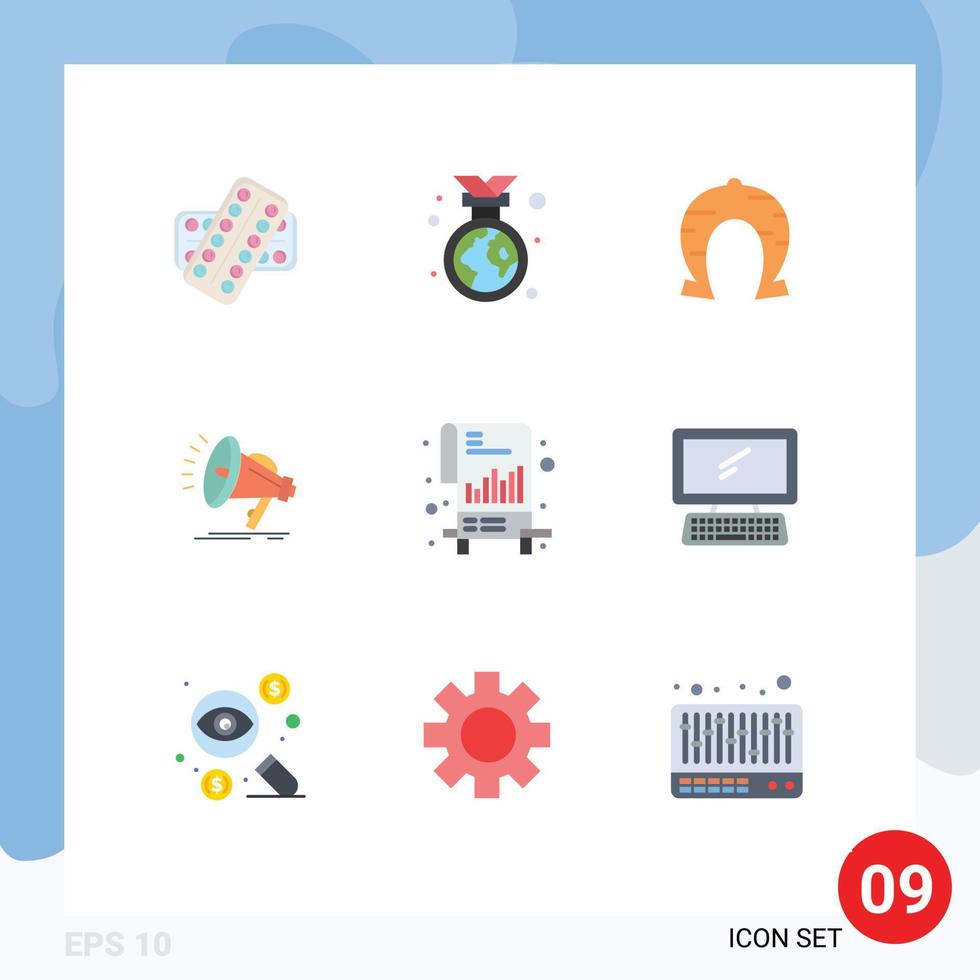 Set of 9 Modern UI Icons Symbols Signs for voice loud environment speaker luck Editable Vector Design Elements