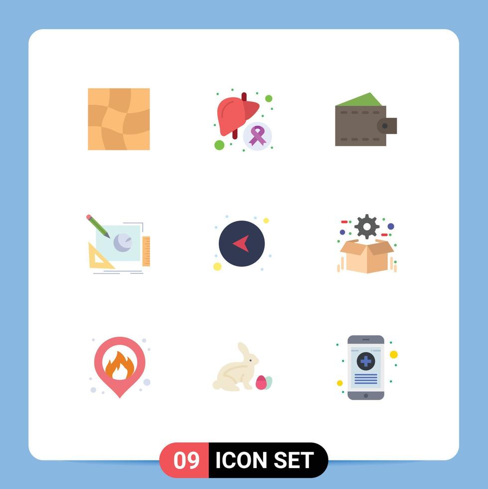 9 User Interface Flat Color Pack of modern Signs and Symbols of arrows idea accessories creative logo Editable Vector Design Elements