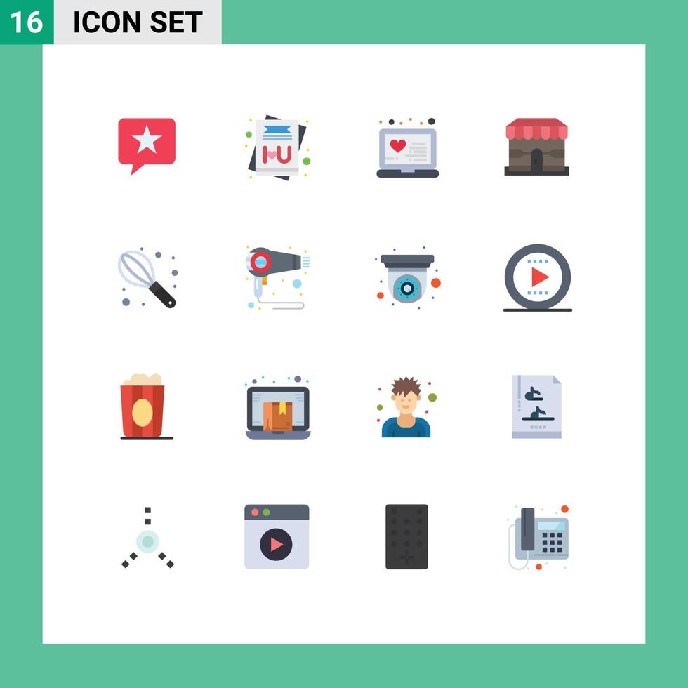 16 Thematic Vector Flat Colors and Editable Symbols of wire manual medical store shop Editable Pack of Creative Vector Design Elements