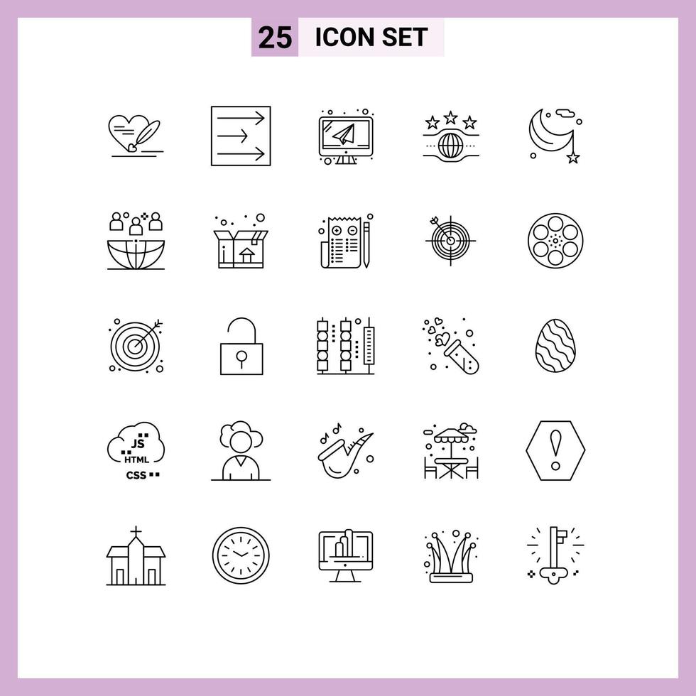25 Line concept for Websites Mobile and Apps lunar moon email sport champion Editable Vector Design Elements