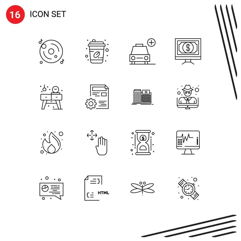 Modern Set of 16 Outlines and symbols such as home money car finance bank Editable Vector Design Elements