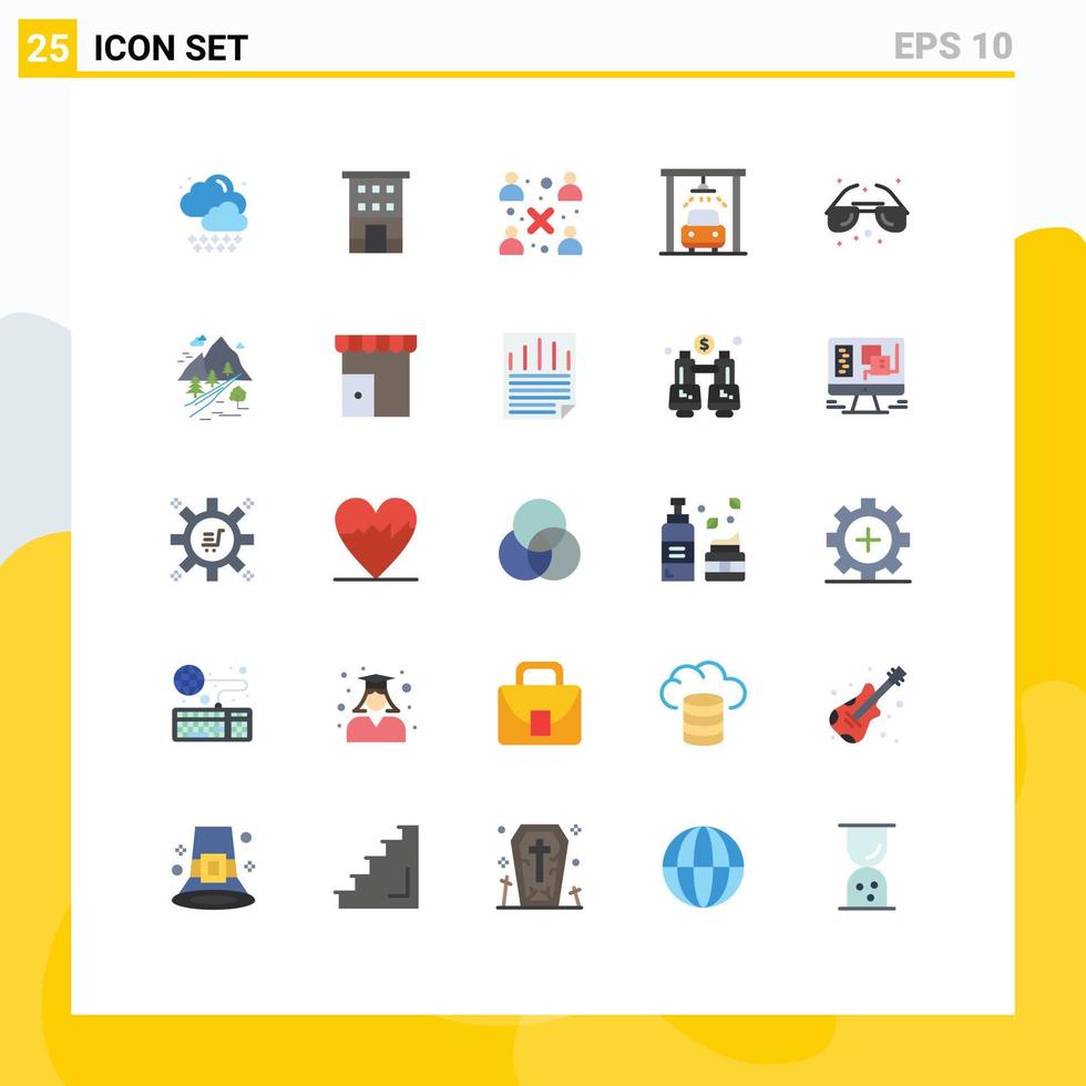 User Interface Pack of 25 Basic Flat Colors of sea beach business wash car Editable Vector Design Elements