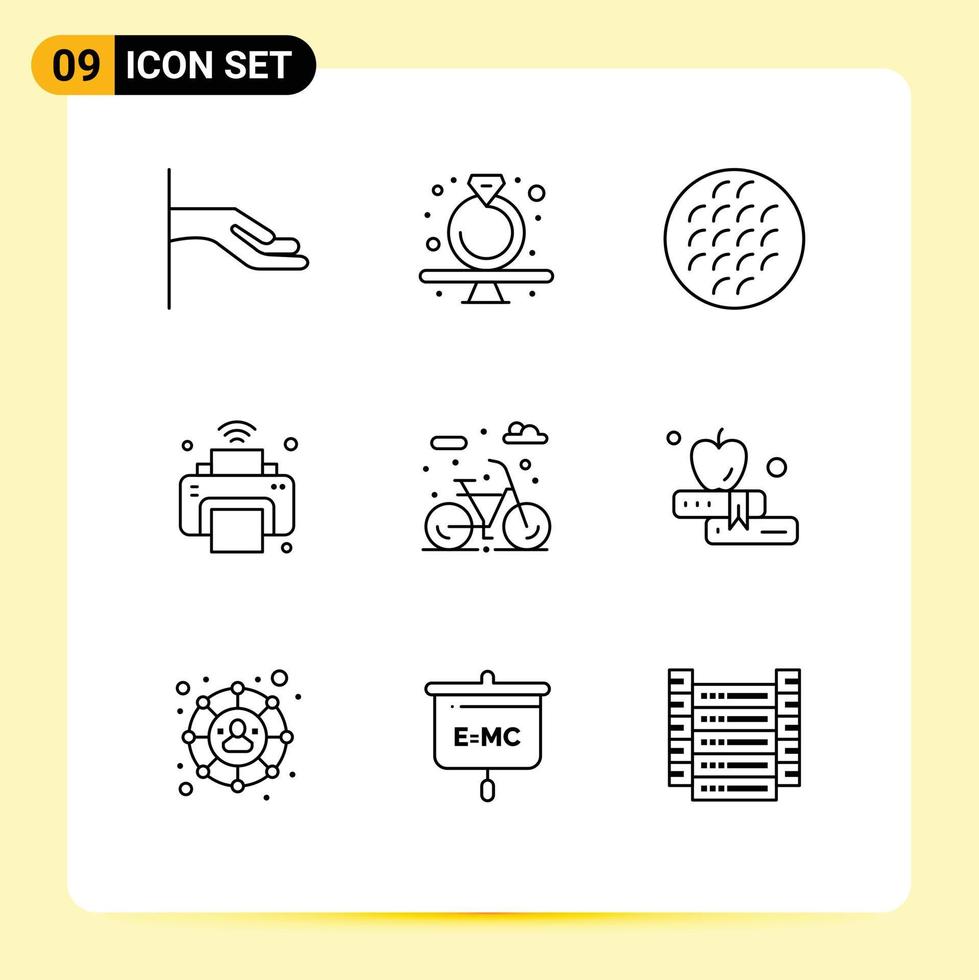 9 Outline concept for Websites Mobile and Apps wifi internet of things baking internet viennese Editable Vector Design Elements