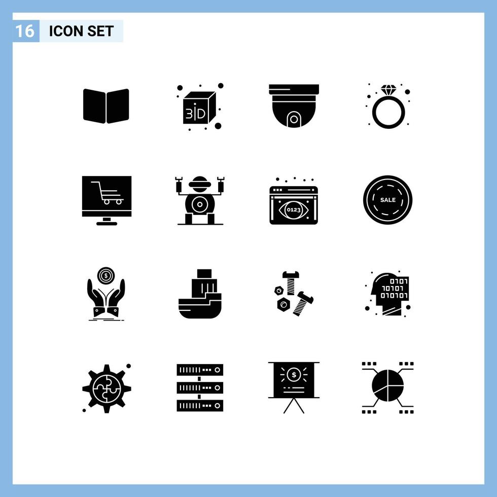 Pictogram Set of 16 Simple Solid Glyphs of project development roof gift present Editable Vector Design Elements