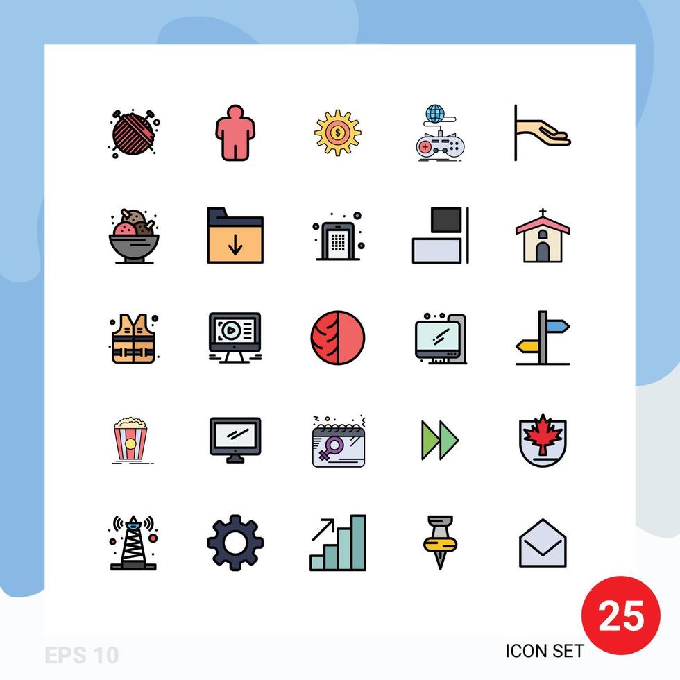 universal icono símbolos grupo de 25 moderno lleno línea plano colores de mano en línea ajuste multijugador juego de azar editable vector diseño elementos