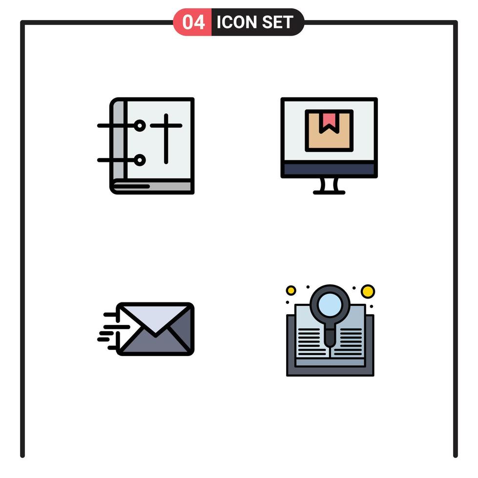 4 4 creativo íconos moderno señales y símbolos de Biblia en línea santo libro comercio correo editable vector diseño elementos