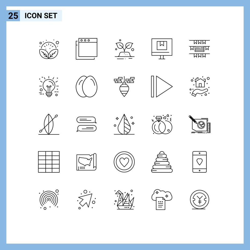Pictogram Set of 25 Simple Lines of american buntings world online delivery Editable Vector Design Elements